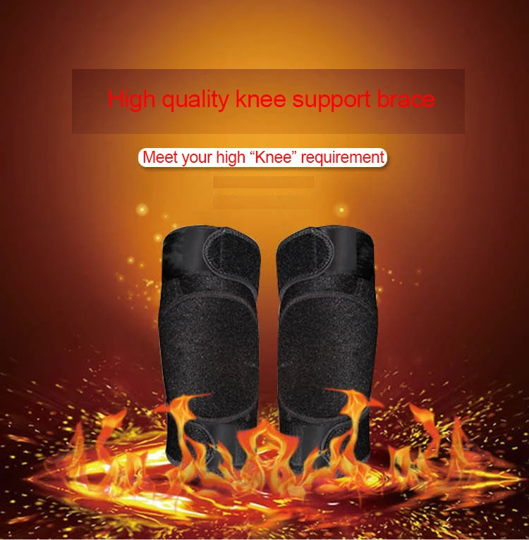 Black Color Neoprene Infrared Self Heating Knee Support Size Adjustable Magnetic Knee Belt