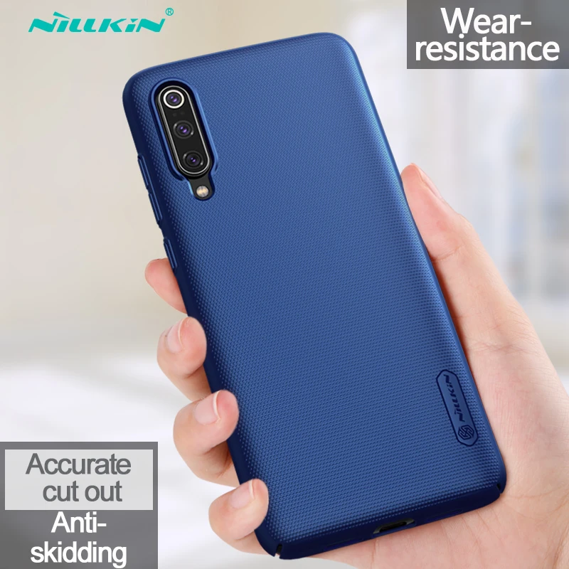 Для Xiaomi mi 9 чехол mi 9 матовый чехол mi 9 SE чехол Nillkin матовый защитный чехол-накладка для Xiaomi mi 9 mi 9 бампер Подарочный держатель - Цвет: Синий