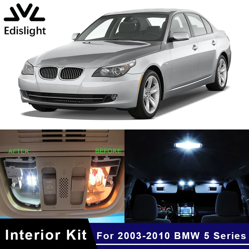

Edislight 16Pcs Canbus LED Lamp Car Bulbs Interior Package Kit For 2003-2010 BMW 5 Series E61 Map Dome Trunk Footwell Light