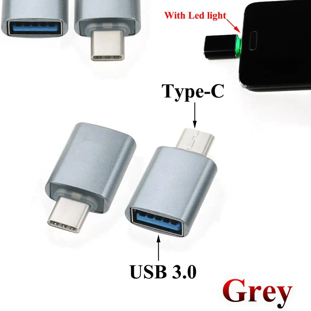 Grey YuXi USB 3,0 OTG на usb type c otg переходник, конвертер для samsung для huawei для Android Phone tablet PC type-c type c - Цвет: Grey