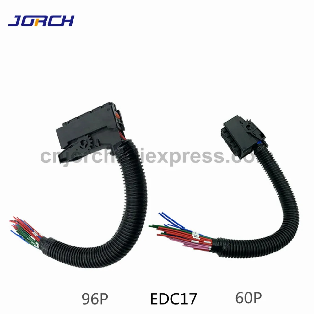 1 Set EDC17 Automotive 94Pin 60Pin ECU Plug PC Board Socket With Wiring Harness Common Rail Connector For Bosch