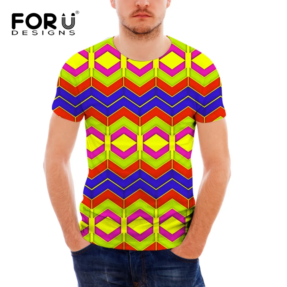 

FORUDESIGNS Fashion Summer Men T Shirt Abstract Print O-Neck Short Sleeve Male Clothing Breathable Casual Camiseta Masculino