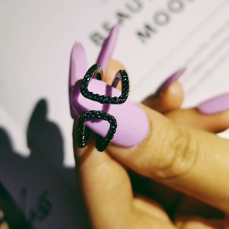 Серебро/золото Цвет Черный Цирконий bague anel promise модные регулируемые Открытые Кольца для женщин палец ювелирных изделий R4674