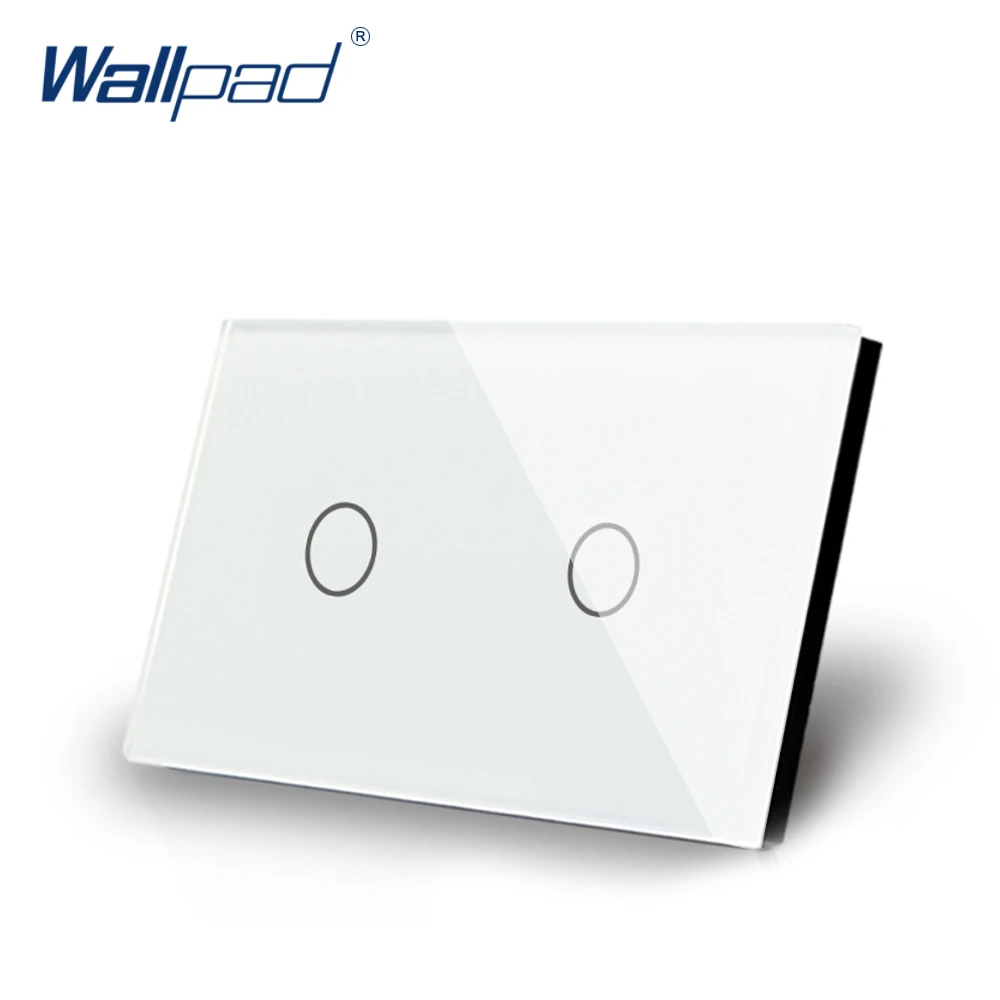

2 Gang Dimmer Touch Switch Luxury Crystal Glass Switch Wallpad 118*72mm US AU Standard 2 Gangs Touch Dimmer Light Switch