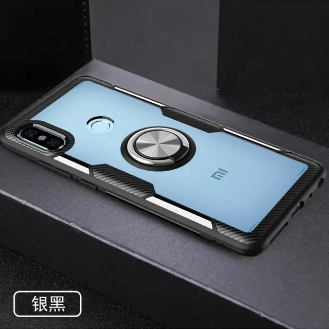 Silver Black Чехол для Xiaomi Redmi Note 7, M1901F7C, прозрачный поликарбонат+ углеродное волокно, полное защитное кольцо, магнетизм для Redmi Note 7, чехол 6,3 дюйма - Цвет: Silver Black