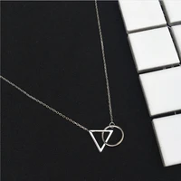 new fashion korean exquisite silver plated jewelry short minimalist triangle round resistance to fade necklaces xl221