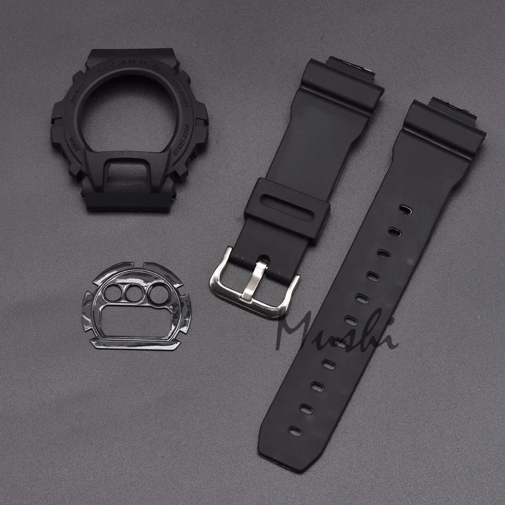 Mushi ремешок для часов Casio DW 6900 6930 6600 черный резиновый спортивный мужской ремешок с пряжкой чехол для часов с инструментом