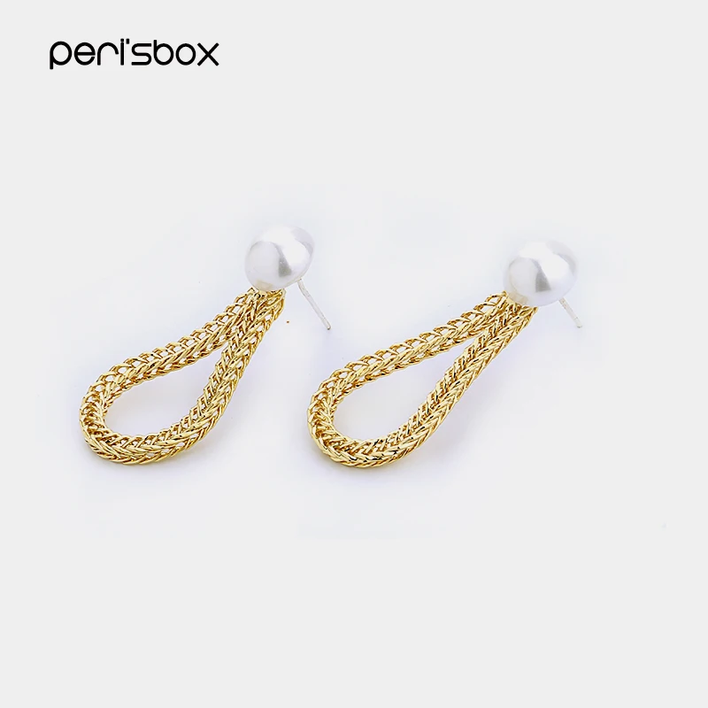 Peri'sBox золото Цвет капли воды Серьги с жемчугом для Для женщин металлическими