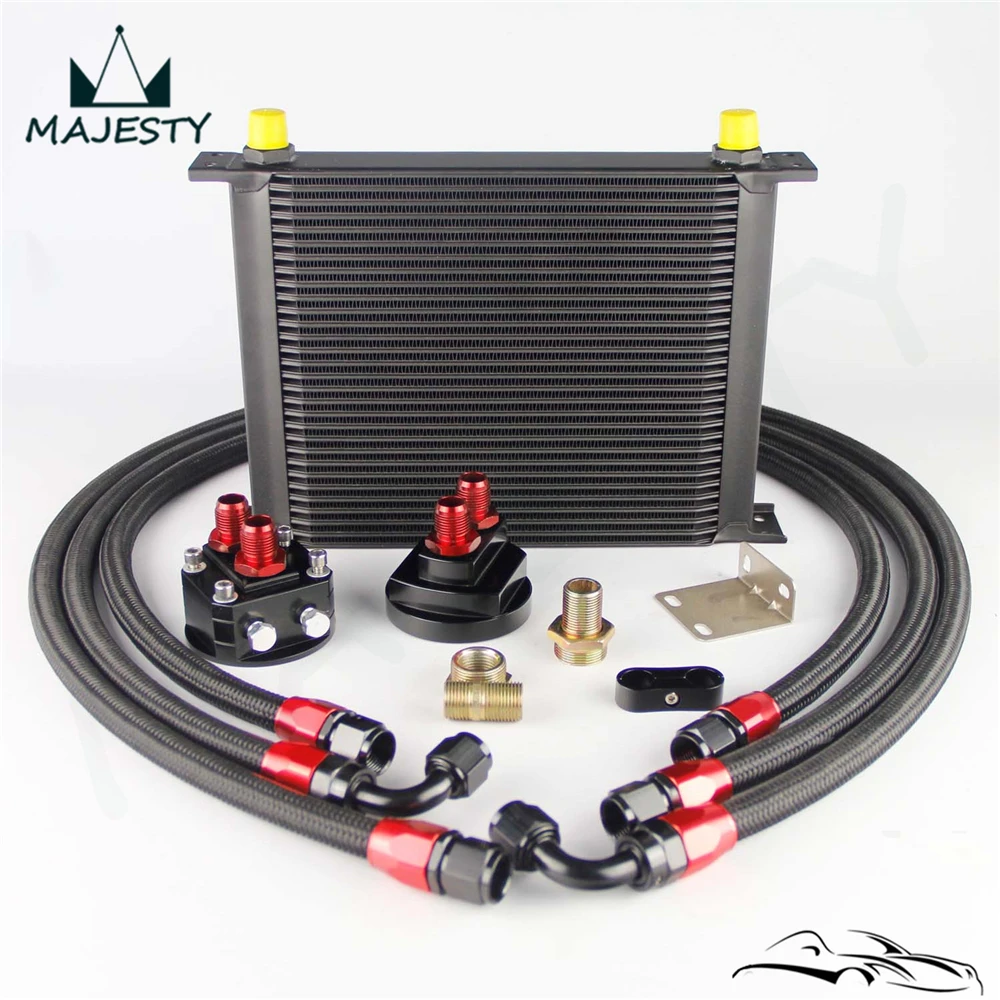 

30 Row AN-8AN Universal Engine Oil Cooler + Oil line Filter Relocation Kit