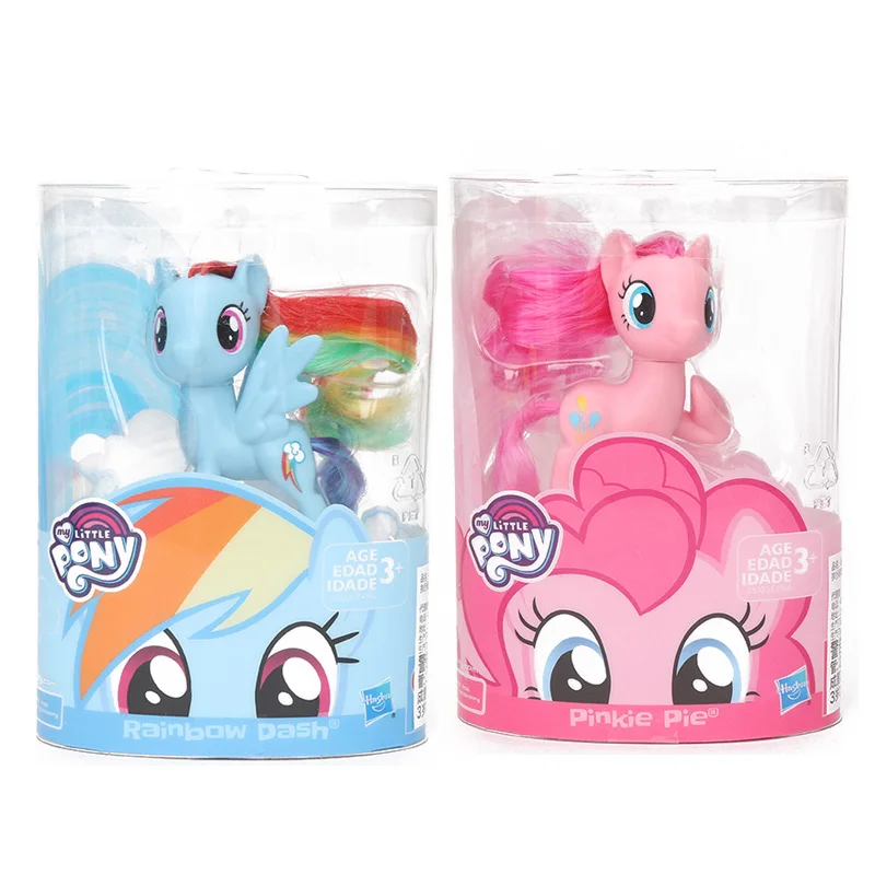 pink blue set box 2 шт./компл. игрушки My Little Pony всех цветов радуги; платье с Сумеречной искоркой серии «маленькие пони ПВХ фигурка Коллекционная модель куклы - Color: pink blue set box