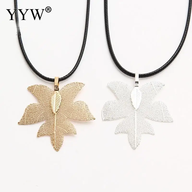 

Festival Maple Leaves Pendant Linen Cord Fashion Choker Necklace Fit Unisex 15.5 Inch 12Strands/Bag