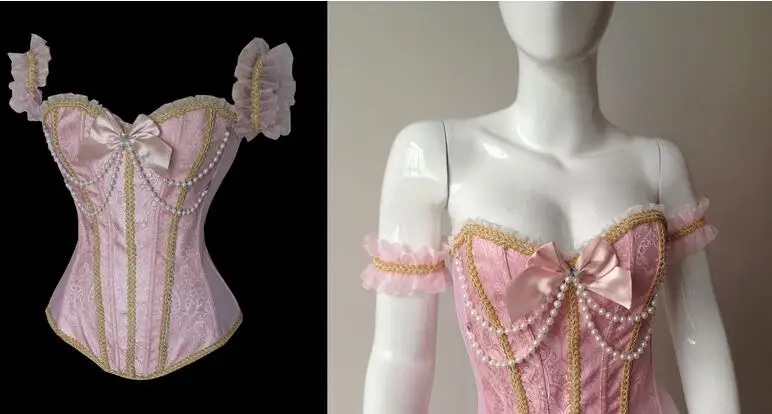 Новое поступление сексуальный женский корсет с кружевом розовый белый для