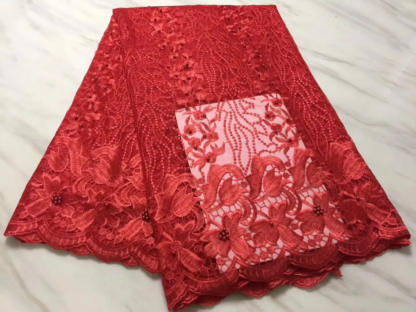

French African Lace Fabric High Quality Embroidered Nigerian Net Lace with Guipure Lace Fabric 5 Yards for Lady Dress JL1069