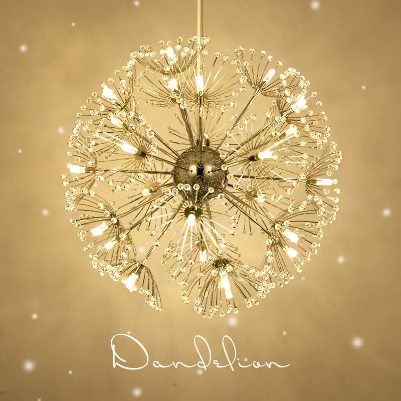 

Modern Led Crystal Led Ball Metal Pendant Light Dandelion Design Lamp Dining Room Living Room Home Decor Fixture Lighting