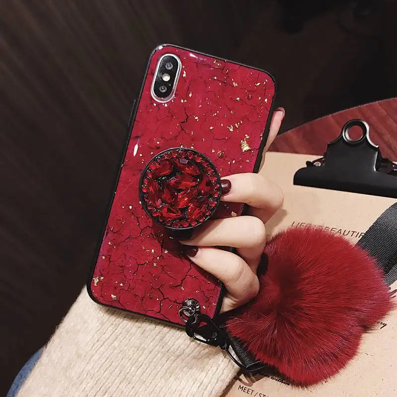Чехлы для телефонов iPhone X XR XS MAX 7 8 6s Plus кольцо с держателем роскошный Алмазный
