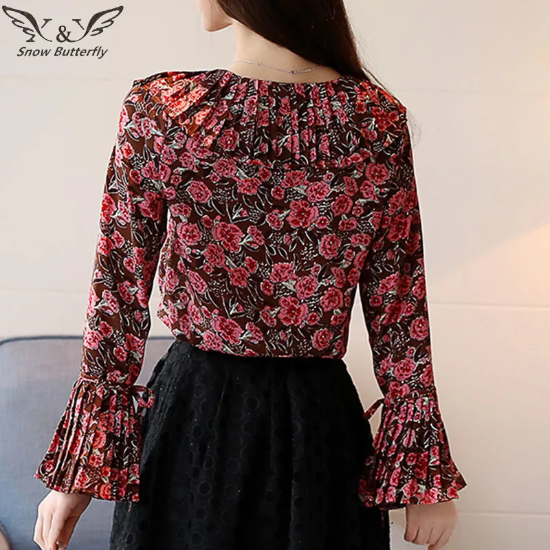 Women Clothes 2019 Chiffon Top Fashionable Female Long Sleeve Shirt Stylish Korean Fashion Woman Floral Blouse Women's 546 |