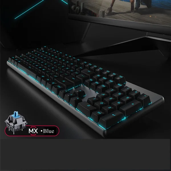Новое поступление RK601/602 Mitch Rabbit эргономичная USB Проводная Механическая клавиатура с антипривидением оригинальная ось вишни, корпус из алюминиевого сплава - Цвет: 104 Key MX Blue