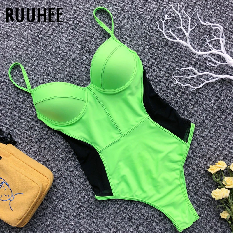 RUUHEE, сдельный купальник, сексуальный, сетчатый, купальник для женщин, с открытой спиной, боди, из кусков, купальник для женщин, бикини,, летняя пляжная одежда
