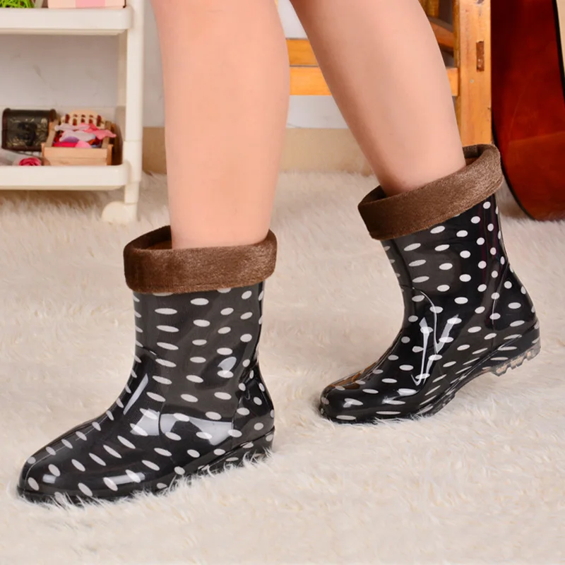Бесплатная доставка дешевые резиновые сапоги для женщин с мехом теплые зимние