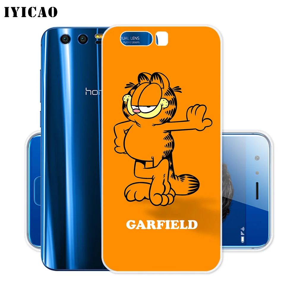Мягкий силиконовый чехол IYICAO Garfield the cat для Huawei Y9 Y7 Y6 Prime 2018 Honor 8C 8X 8 9 10 Lite 7X 7C 6A 7A