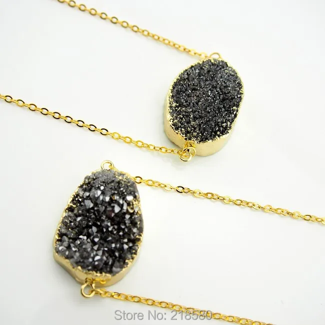 

NC150120010 Free Form Silver Druzy Drusy Crystal Pendants Necklace