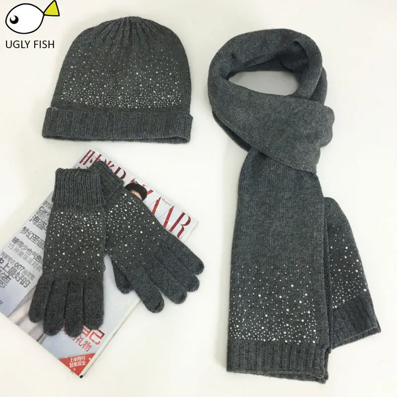 grey Комплект шапка и шарф шапка шарф шапка и шарф женские теплый шапка шарф комплект для женщин - Цвет: grey