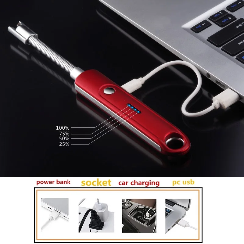 Светодиодная Зажигалка для барбекю Электронная импульсная USB дуговая зажигалка