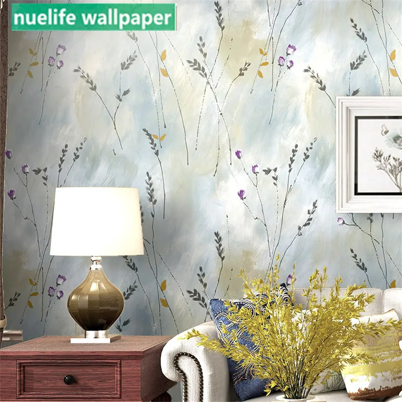 

American rustic style lavender pattern non-woven wallpaper bedroom living room wedding room TV sofa background wall paper