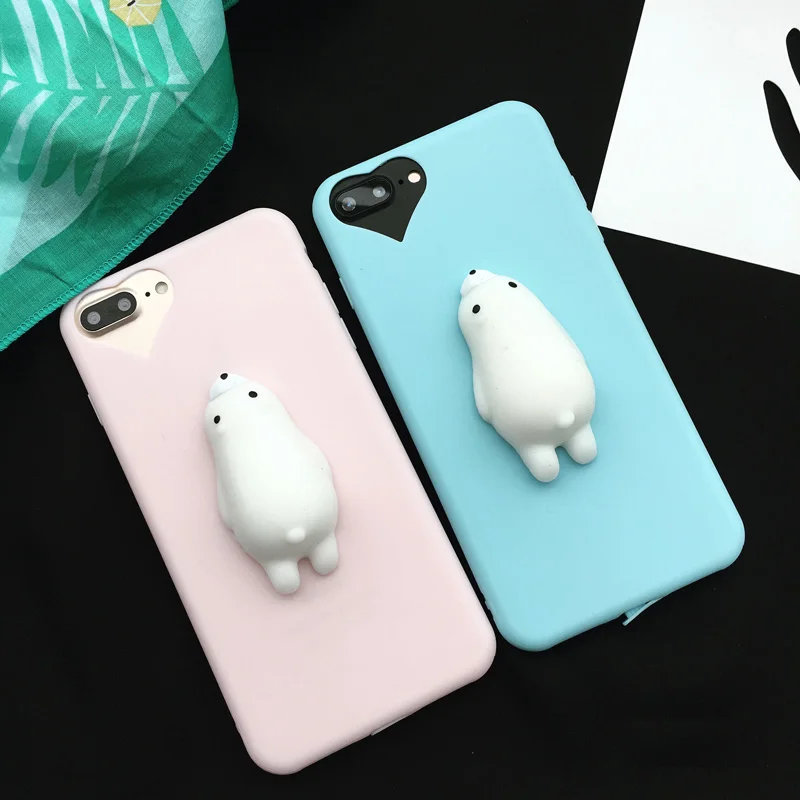 Lemonlan милый 3D котик уплотнение для iPhone 7 7Plus Мягкий Медведь телефон чехол для iPhone 6 6S Plus 5 5S SE Capa Fundas мультфильм мягкое покрытие