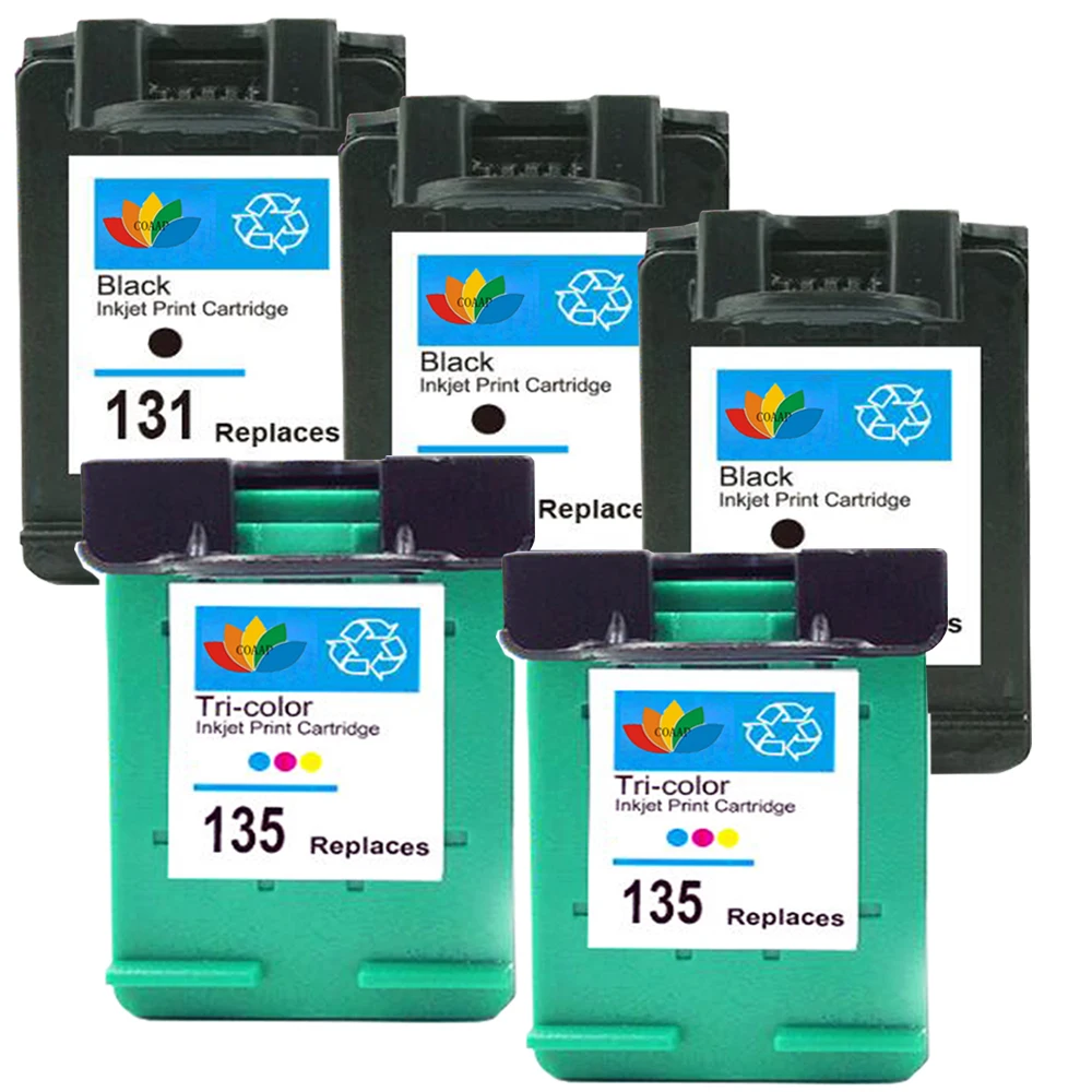 5PK совместимый hp 131 135 сменный чернильный картридж для HP Deskjet 5743 5940 5943 6843 6940 Photosmart 2573