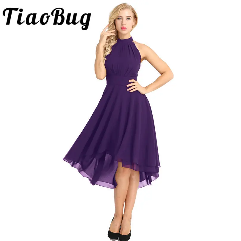 Женское платье с лямкой на шее Tiaobug Элегантное длинное шифоновое подружки