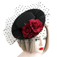 fascinator sexy elegant women goth polkadot mesh flower hat hair clip pin hairpin headwear barrette headpiece costume ball party