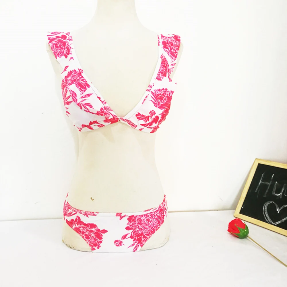 2018 комплект бикини сексуальные Купальный костюм Для женщин розовый ванный