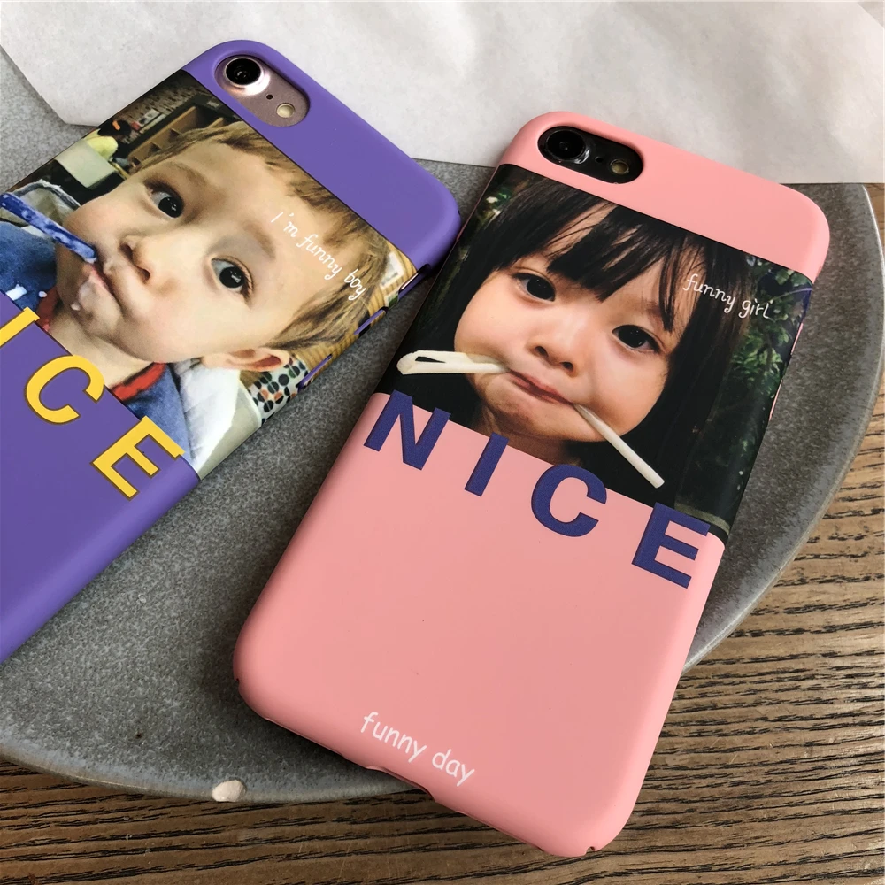 WULAWUKU Мода Cuty ребенка выражение Забавный день Жесткий Чехол для iPhone 6 6s 7 8 plus X
