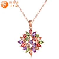 fym fashion flower statement crystal rhinestone cubic zirconia necklaces pendants collier jewelry bijouterie for women party