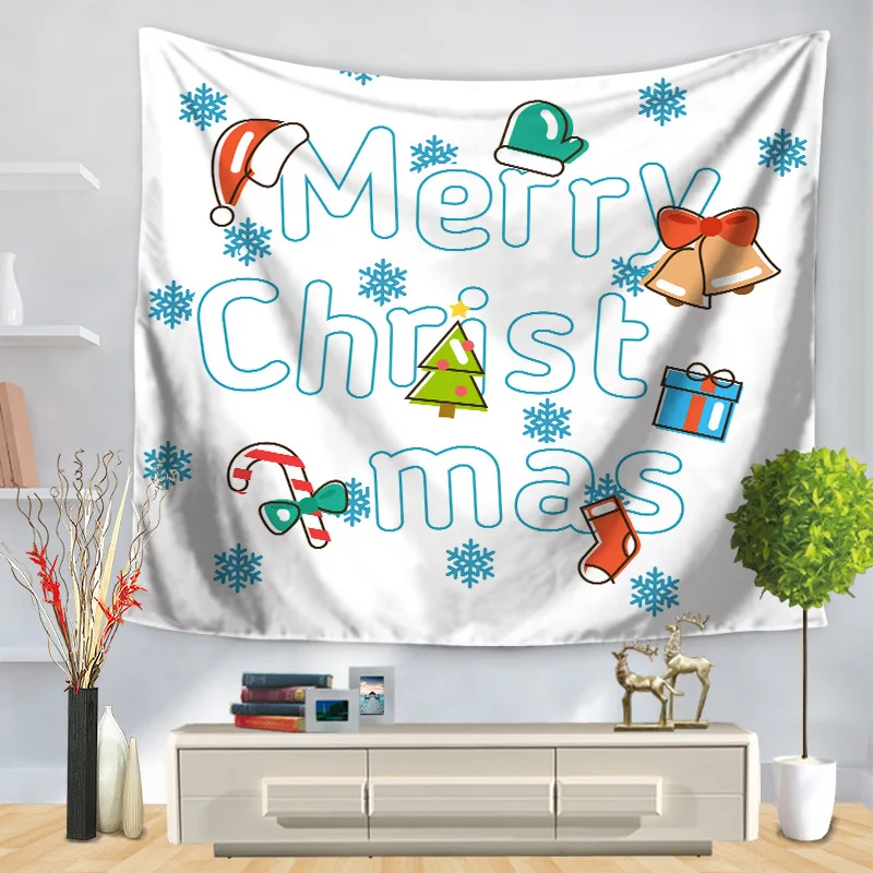 

Home Decorative Wall Hanging Carpet Tapestry Rectangle Bedspread Merry Christmas Holiday Snowman Deer Pattern GT1205