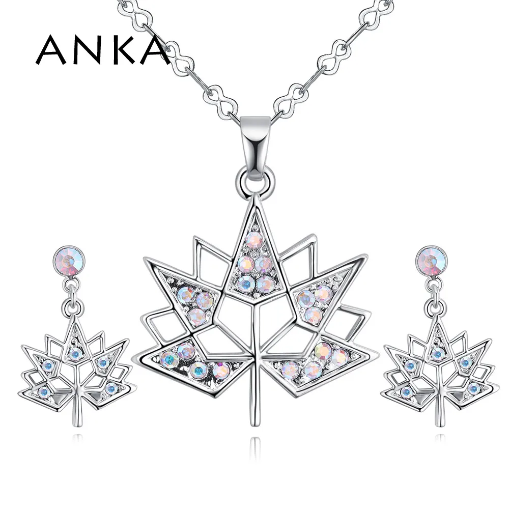 

ANKA fashion Jewelry sets maple leaf crystal necklace + earrings set with czech crystal valentine's day Gift for women #129779
