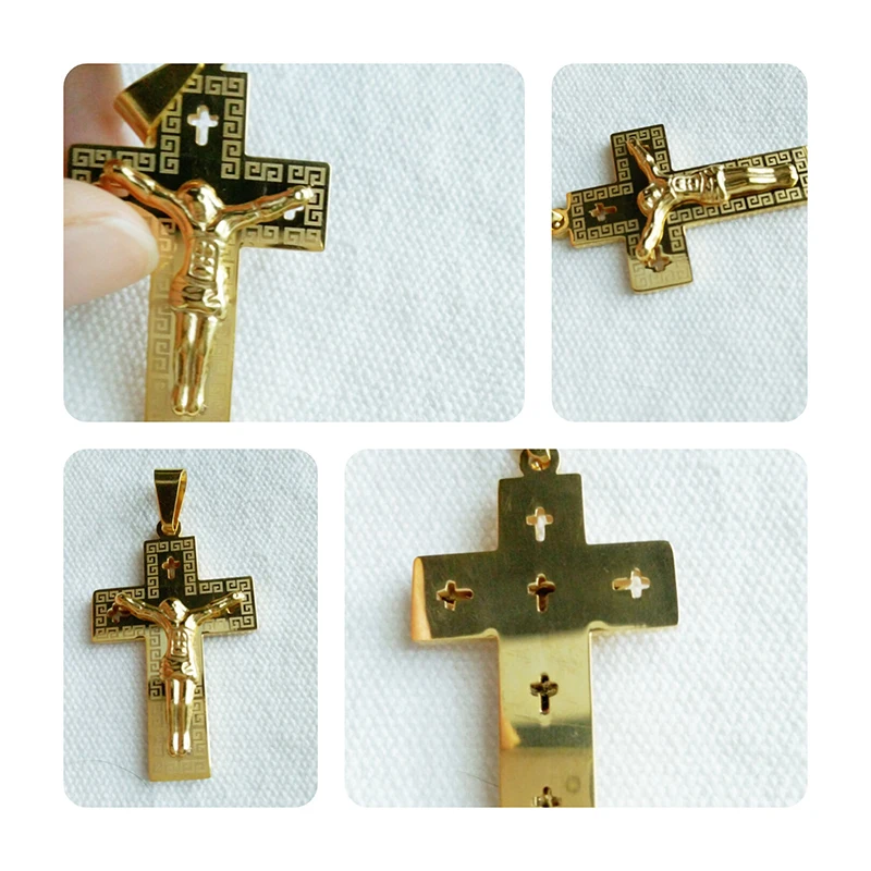 Ожерелье ELSEMODE с полым крестом Иисуса золотое ожерелье из титановой нержавеющей