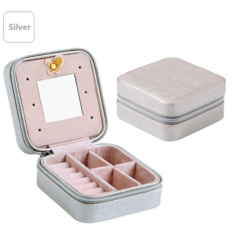 Silver Мини дорожный контейнер для хранения косметики и украшений органайзер для макияжа упаковочные коробки серьги для хранения Шкатулка Контейнер Выпускной подарок для девочек - Цвет: Silver