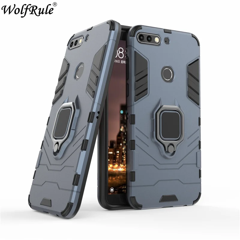 

Honor 7C Car Phone Holder Magnetic Case For Huawei Honor 7C Case 3 In 1 Finger Ring Stand Cover For Huawei Honor 7C Cover 5.99"