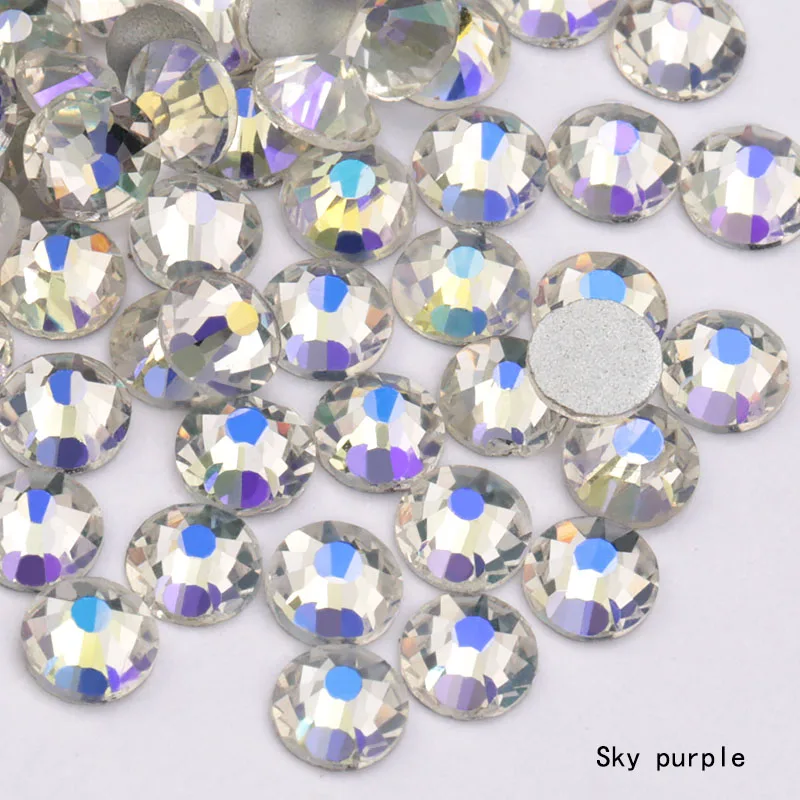 sky purple Новая распродажа с украшением в виде кристаллов Цвет SS6(1,9-2,0 мм) горячей фиксации, плоская задняя часть, Стразы 1440 шт. Цвет Фул украшения ногтей Стразы - Цвет: sky purple