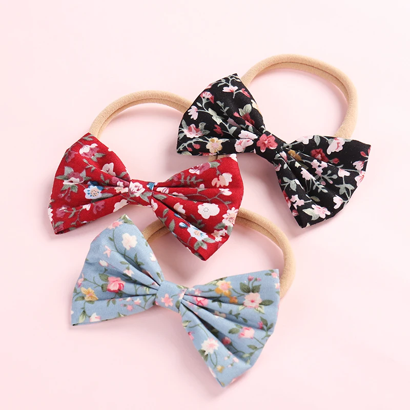 5pcs New Infant Baby Girls Nylon Headbands Cute Knotbows Head Bands Fashion Flowers Print Soft Wraps Hair Wear | Детская одежда и