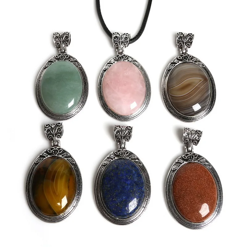 Винтажное ожерелье с серебряным покрытием 38x37 мм кулон камнем для изготовления