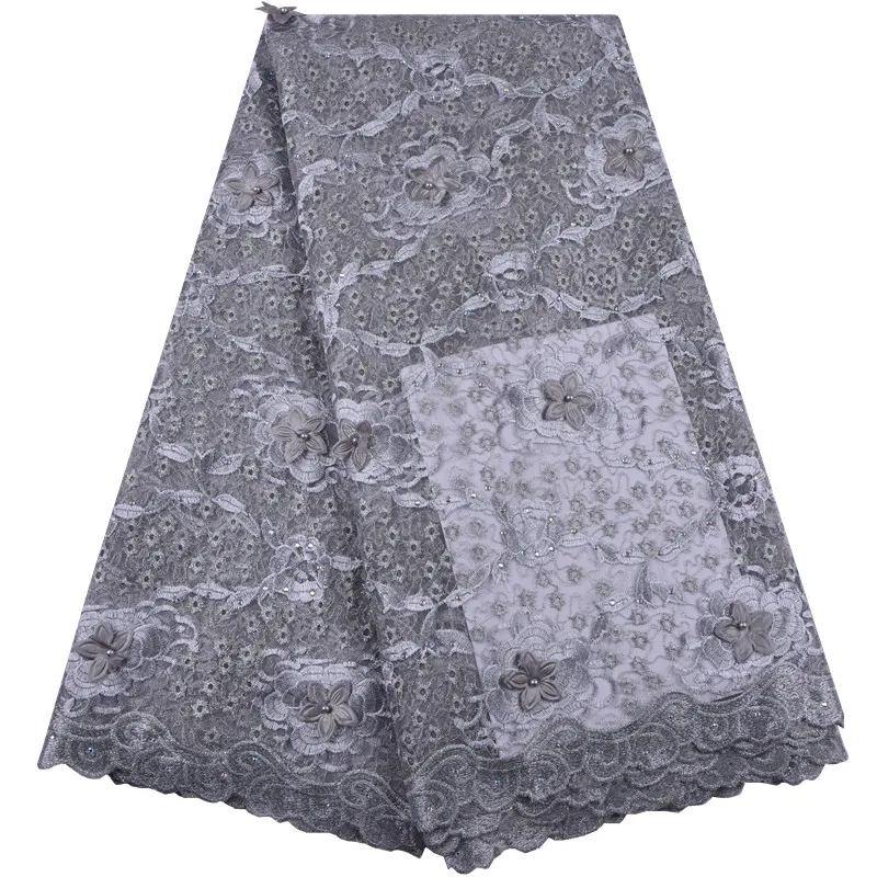 

Latest French Lace Fabric 2018 High Quality Wedding African Lace Fabric With Beades 3d Lace Fabric For Nigerian Lace A1372
