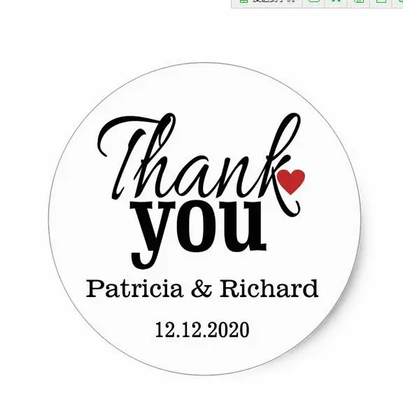 

1.5inch Elegant Personalized Wedding Thank You Favor Classic Round Sticker