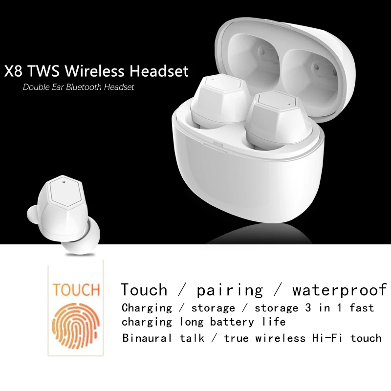 Бизнес X8 TWS Bluetooth в ухо истинные беспроводные наушники стерео 3D HIFI звуковой