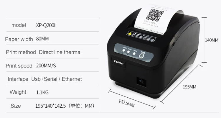 XP-Q200II 80 мм настольный Термальный чековый принтер дополнительный интерфейс USB+ Серийный/LAN 200 мм/сек. высокоскоростной чековый принтер с автоматическим резаком