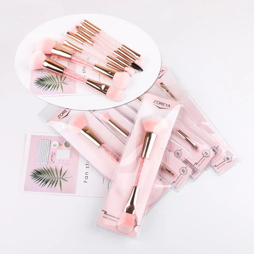 Бренд Zoreya розовые Кристальные кисти для макияжа с двойной головкой мягкие