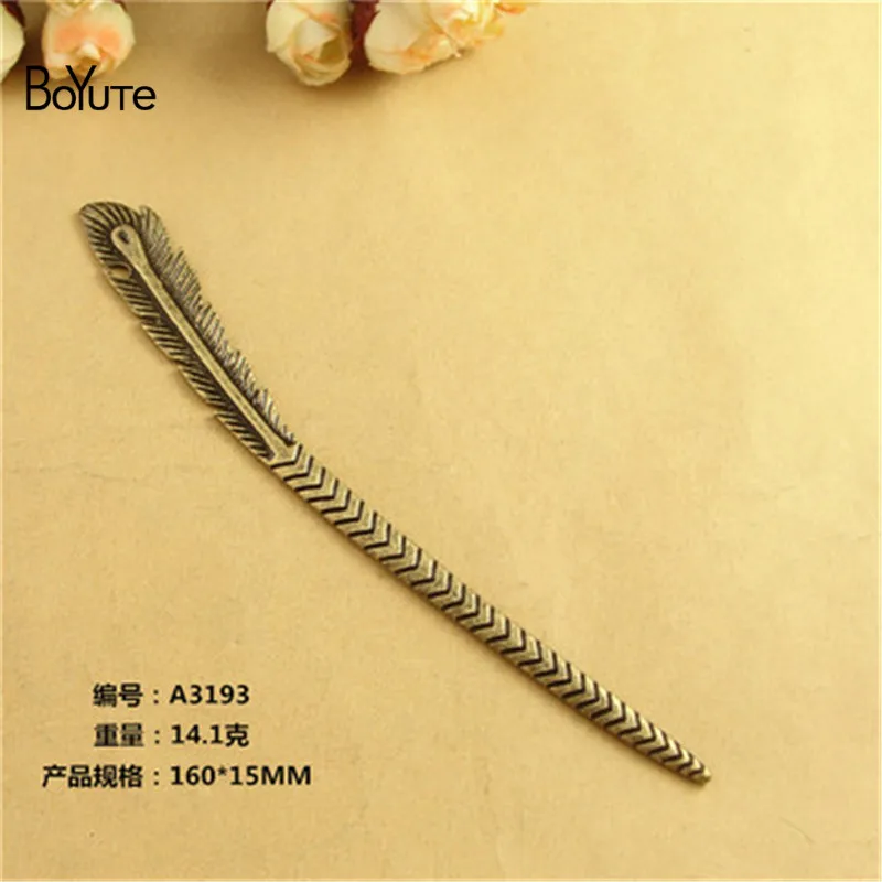 

BoYuTe (10 Pieces/Lot) 15*160MM Antique Bronze Plated Zinc Alloy Feather Hair Stick Jewelry Findings Accessories Diy Handmade