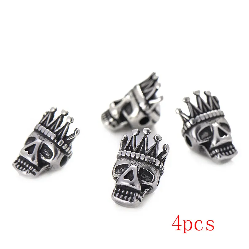 4pcs wholesale Pipitree 4 шт./лот Панк Корона череп бусины подвески для мужчин браслет ювелирных изделий DIY Винтаж нержавеющая сталь бусины аксессуары - Цвет: 4pcs wholesale